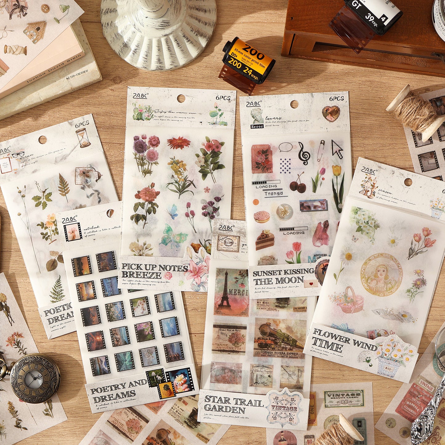 6 Sheets Basic Journal Stickers ZJWD