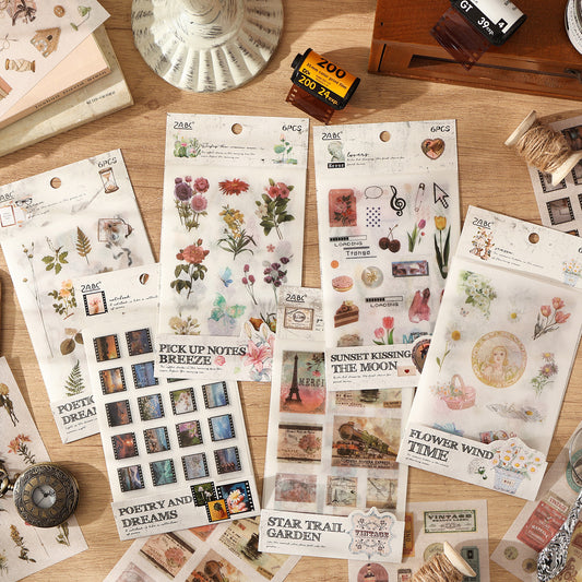 6 Sheets Basic Journal Stickers ZJWD