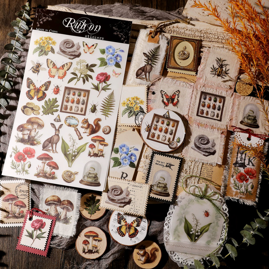 3 Sheets Rub on Stickers - Vintage Woodland