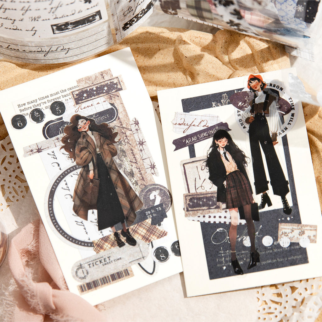 1 Roll Pre-cut Vintage Stickers Tape SNPBS