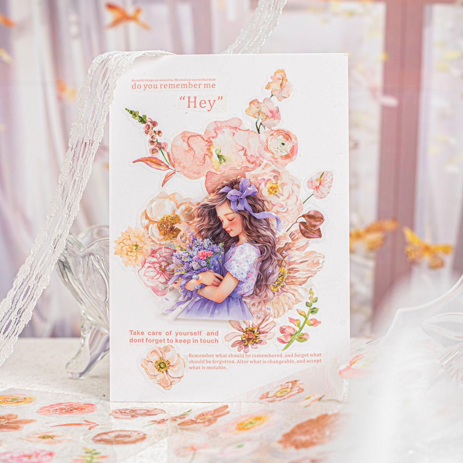 10 Sheets Flower PET Stickers Book HJTM