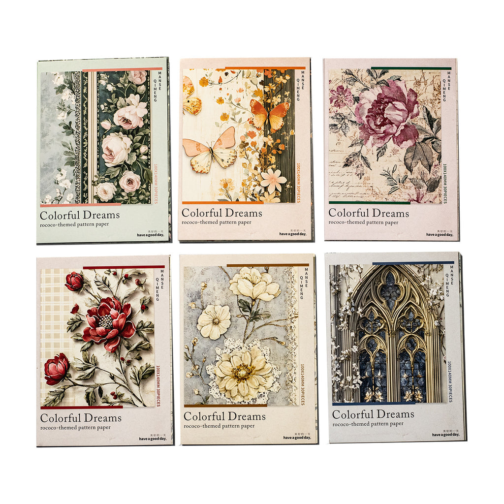 30 Sheets Vintage Floral Journal Paper MSQM