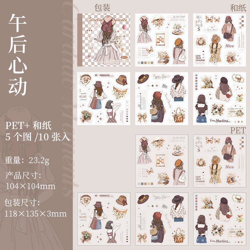 10-Sheets-Girl-Theme-PET-and-Washi-Stickers-Book-XDSJ