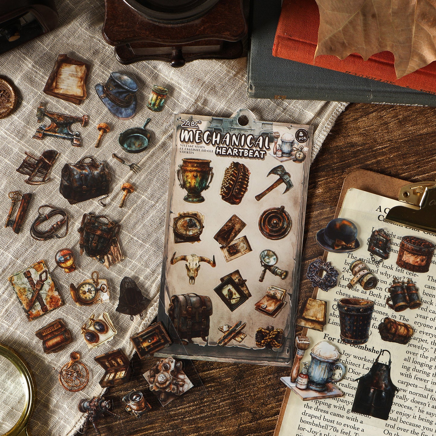 4 Sheets Vintage Junk Journal Stickers GZJW