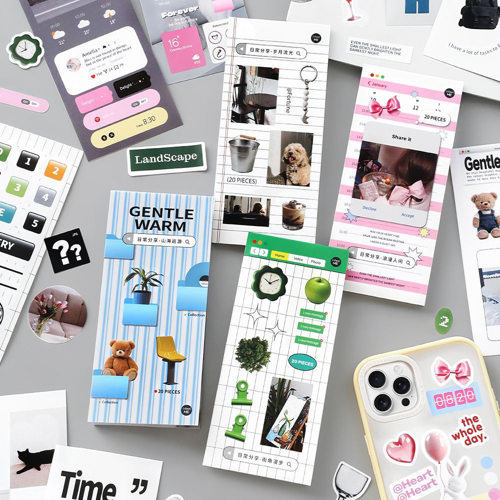 20 Sheets Aesthetic Journal Stickers Book RCFX