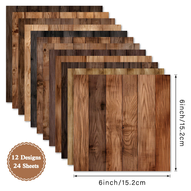 6 inch Wooden Texture Scrapbook Paper Pad SKP316