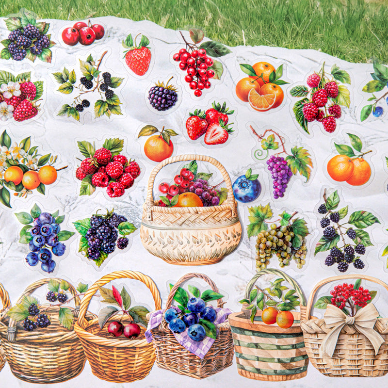 15 Pcs Fruit and Basket PET Stickers CGJXL
