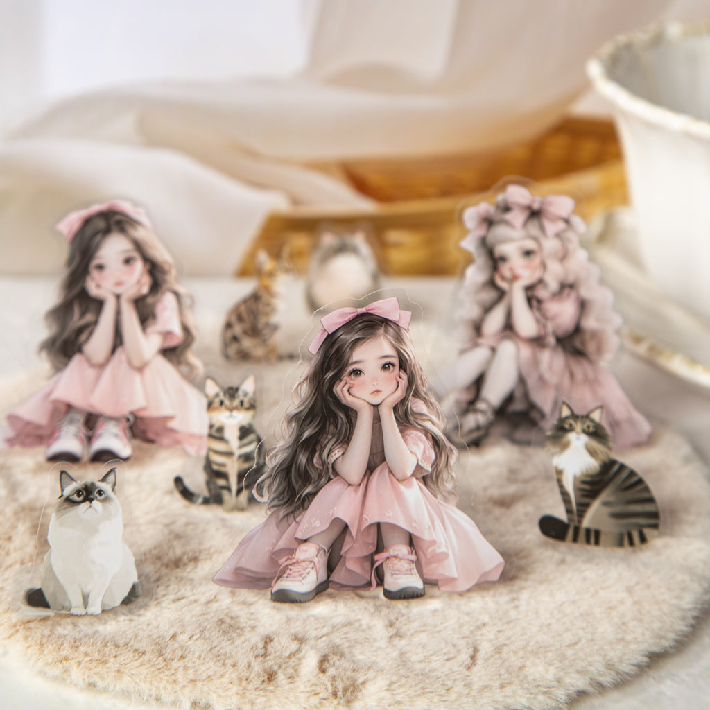 50 Pcs Cat Girl PET Stickers SNYM