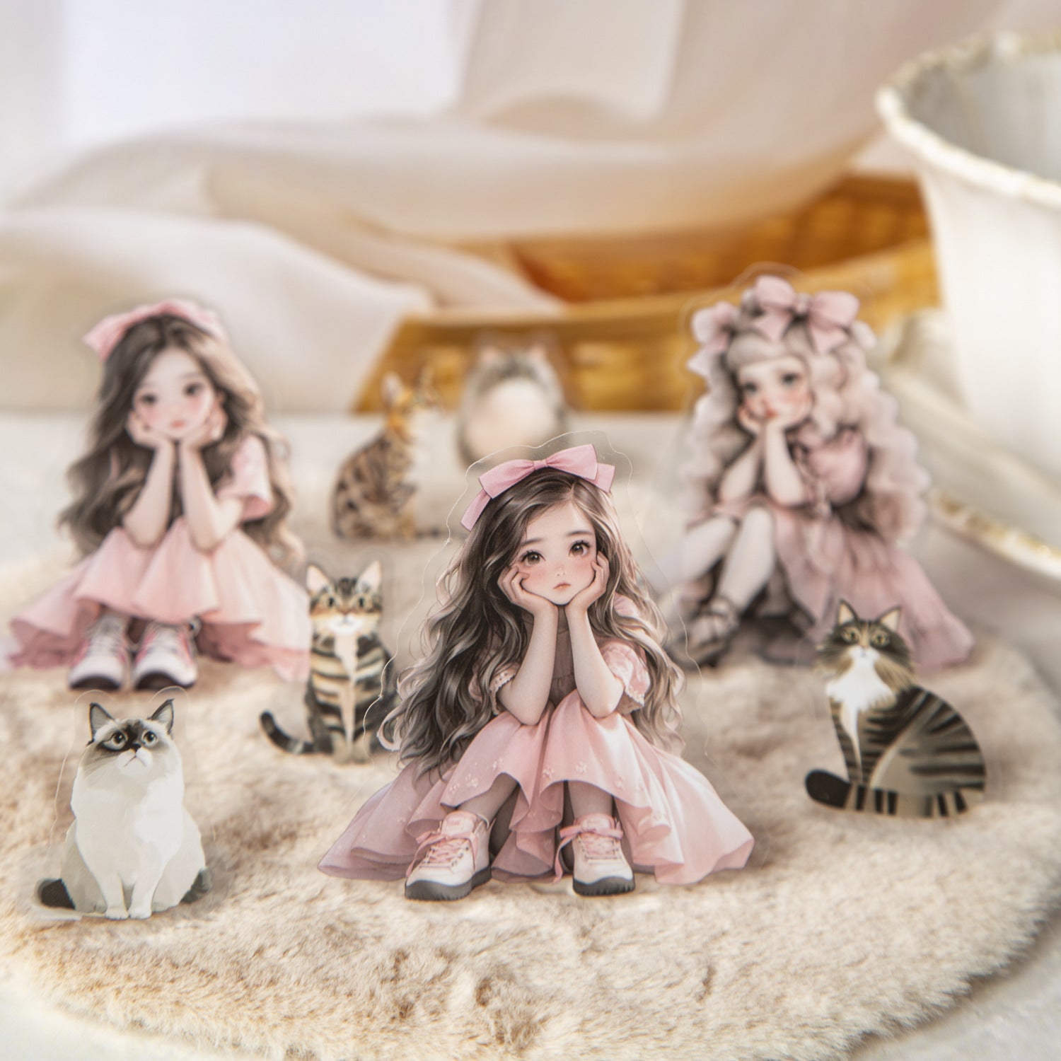 50 Pcs Cat Girl PET Stickers SNYM