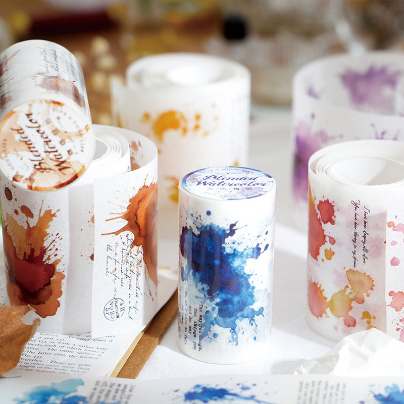 1 Roll Die-cut Watercolor Washi Stickers Tape YRSC