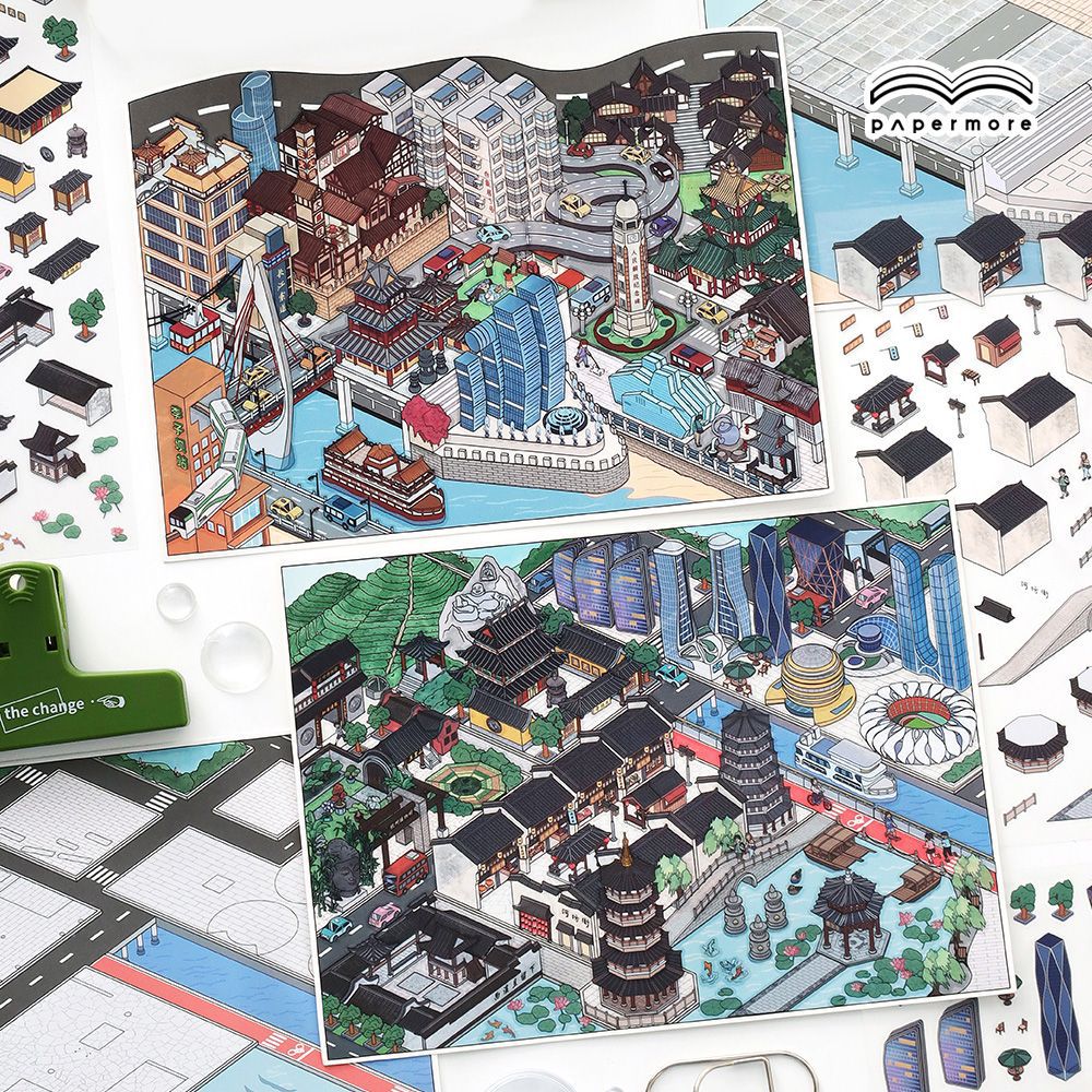 3D City Scene Diy Stickers Kit DJLX