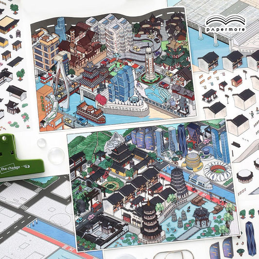 3D City Scene Diy Stickers Kit DJLX