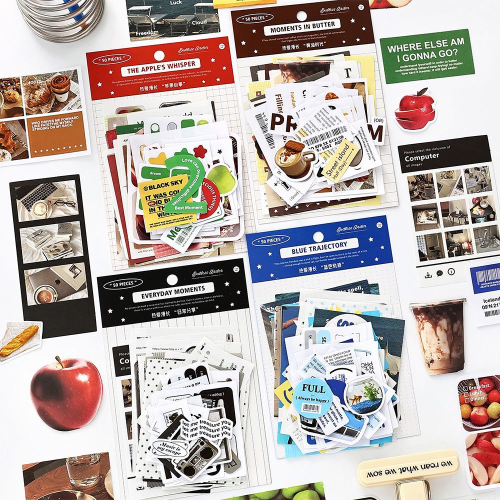 50 Pcs Aesthetic Journal Stickers and Paper RAMC