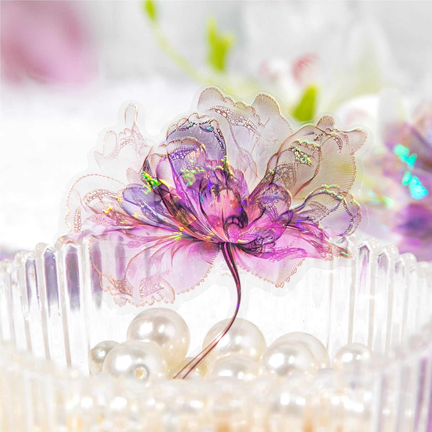 12 Pcs Fantasy Flower PET Stickers HJMX