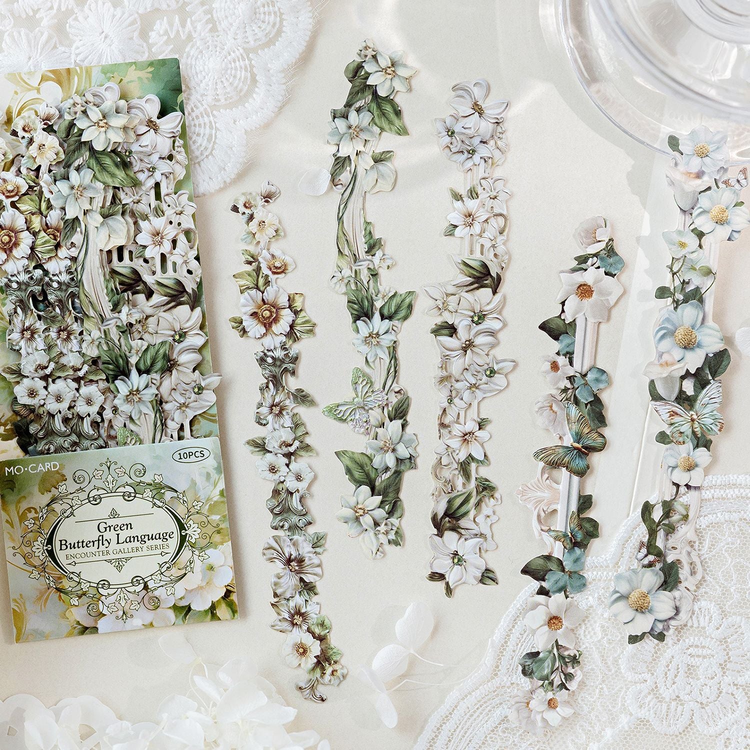 10 Pcs Vintage Baroque Relief Floral Kraft Stickers - Sunshine