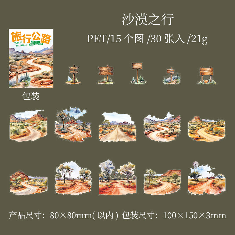 30 Pcs Seasonal Travel PET Stickers LXGL