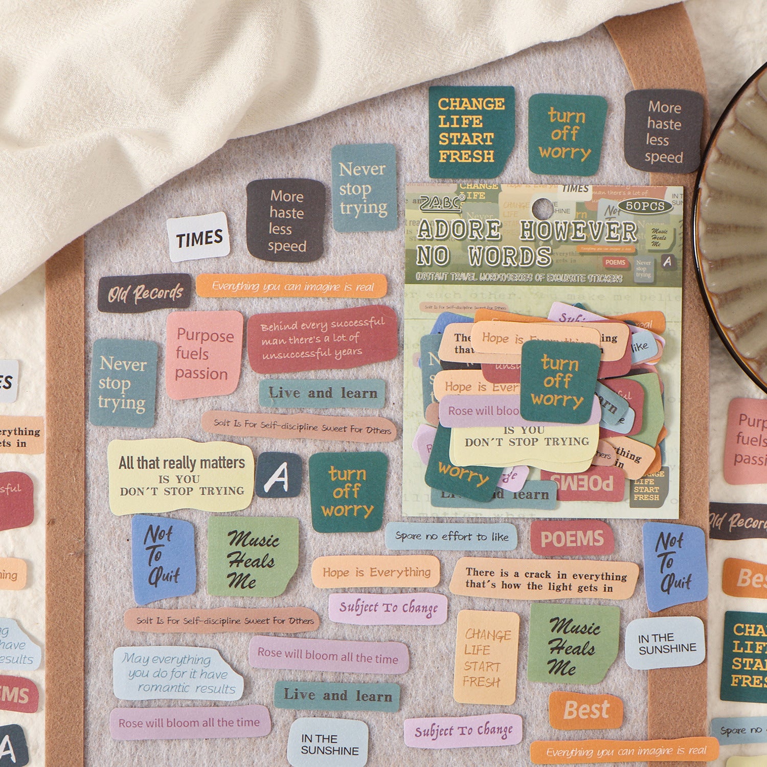 50 Pcs Vintage Words Quote Stickers YFYC