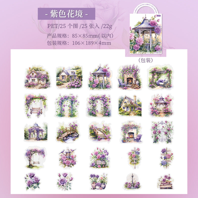 25 Pcs Garden Theme PET Stickers XXLDHY