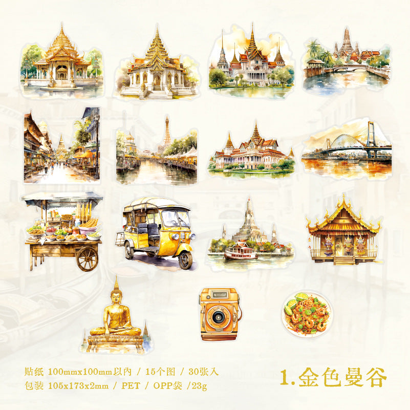 20 Pcs Travel Themed PET Stickers ZBSJ