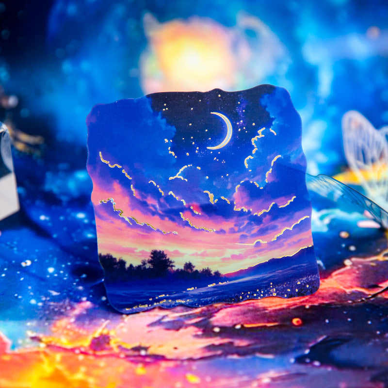 10 Pcs Gold Foil Galaxy PET Stickers CNXK