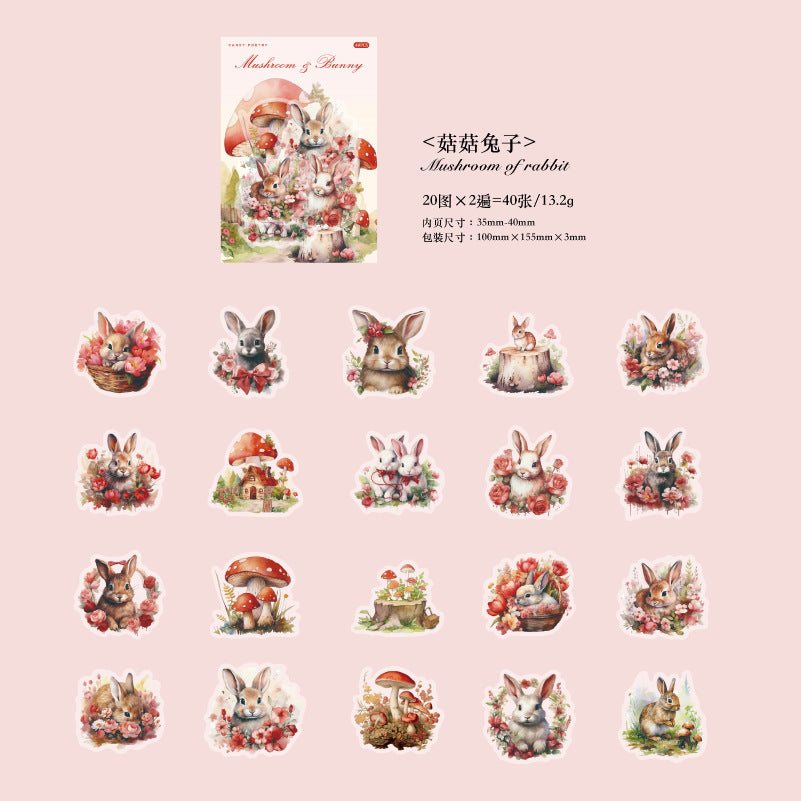 40 Pcs PET Animal Stickers SLMC