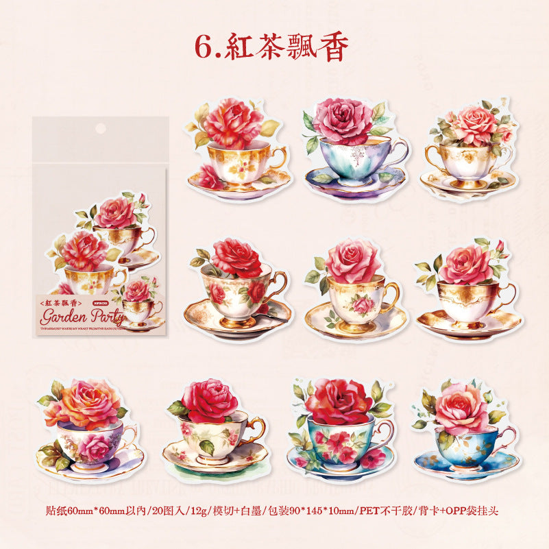 20 Pcs Mug and Flowers PET Stickers HYCHH