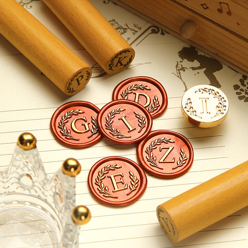 Vintage Alphabet: Wooden Handle Wax Seal Stamp Set