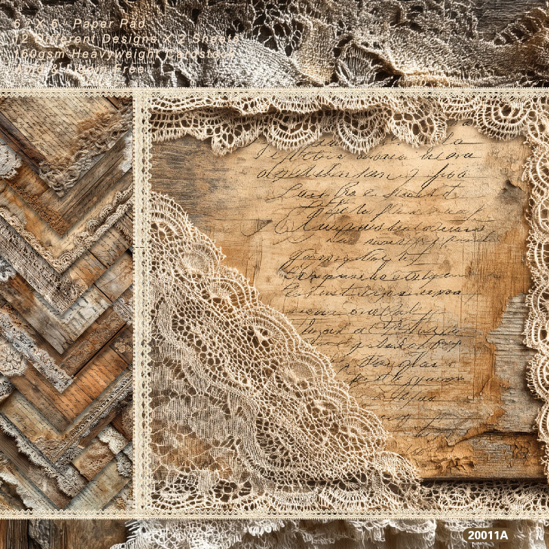 6 inch Vintage lace Scrapbook Paper Pad SKP011