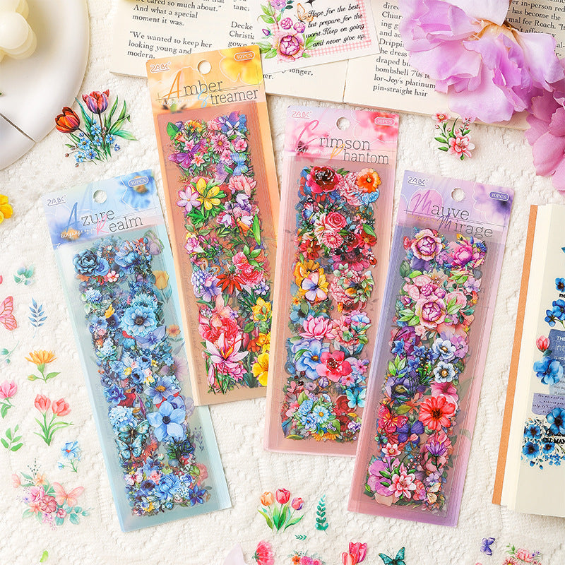 10 Sheets Flower PET Stickers LGHY