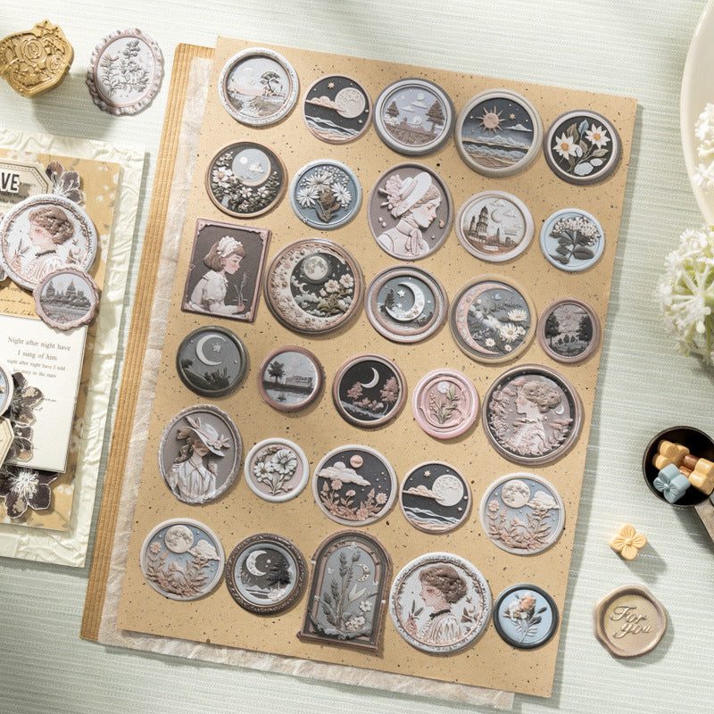 100 Pcs Embossed Wax Seal Stickers HQLSJ