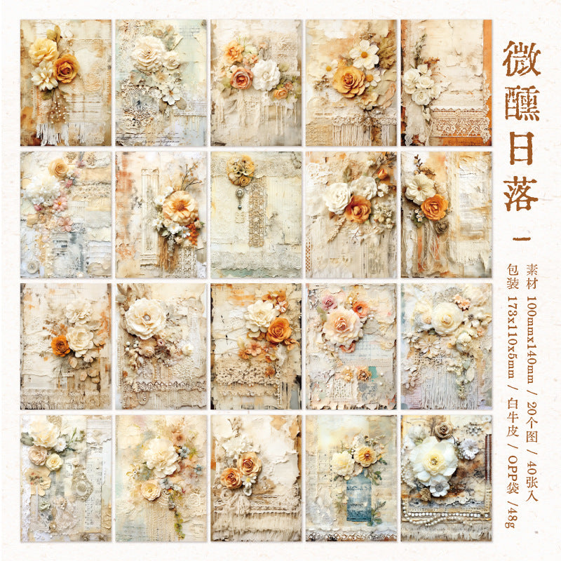 40 Pcs Flowers Scrapbook Paper BYWDHD