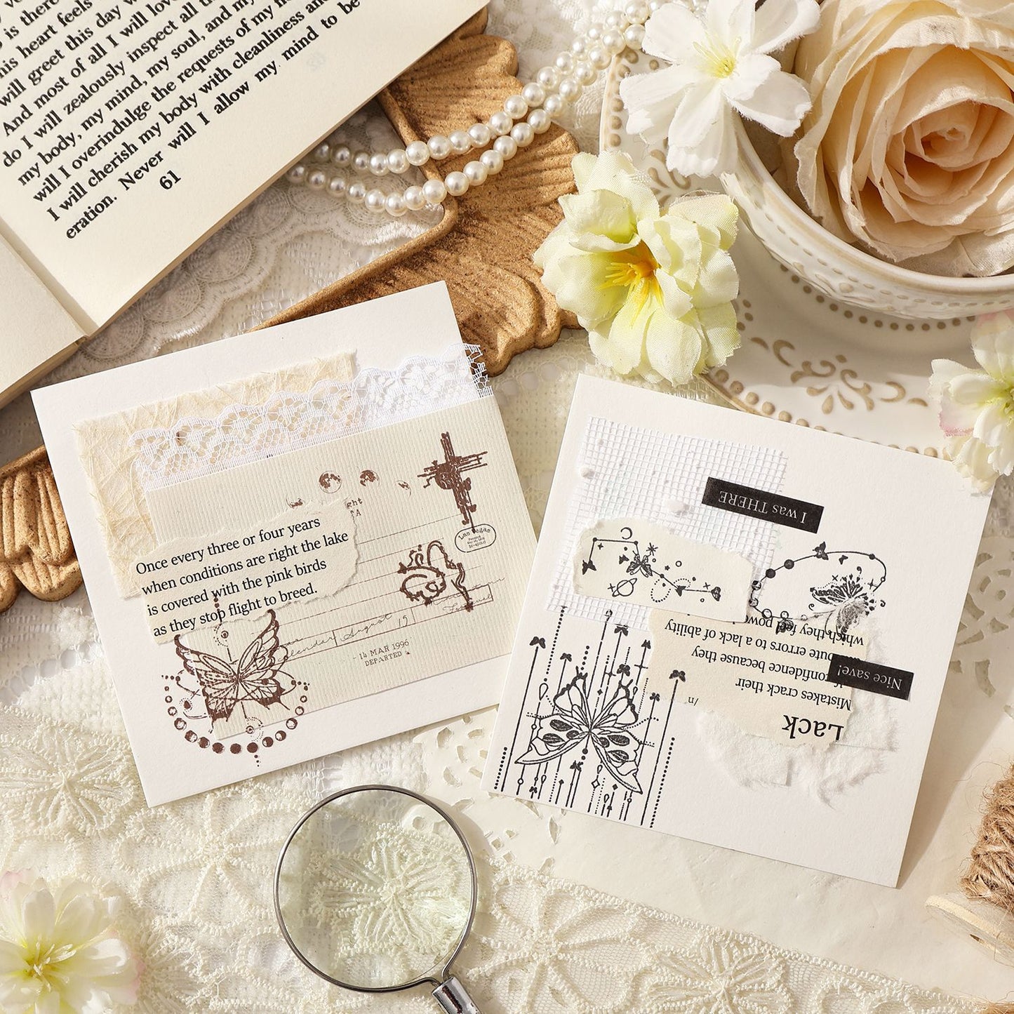 8 Pcs Fantasy Butterfly Wooden Stamp Kit DYCM