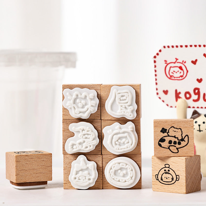 12 Pcs Cat Wooden Stamps Kit YXMM