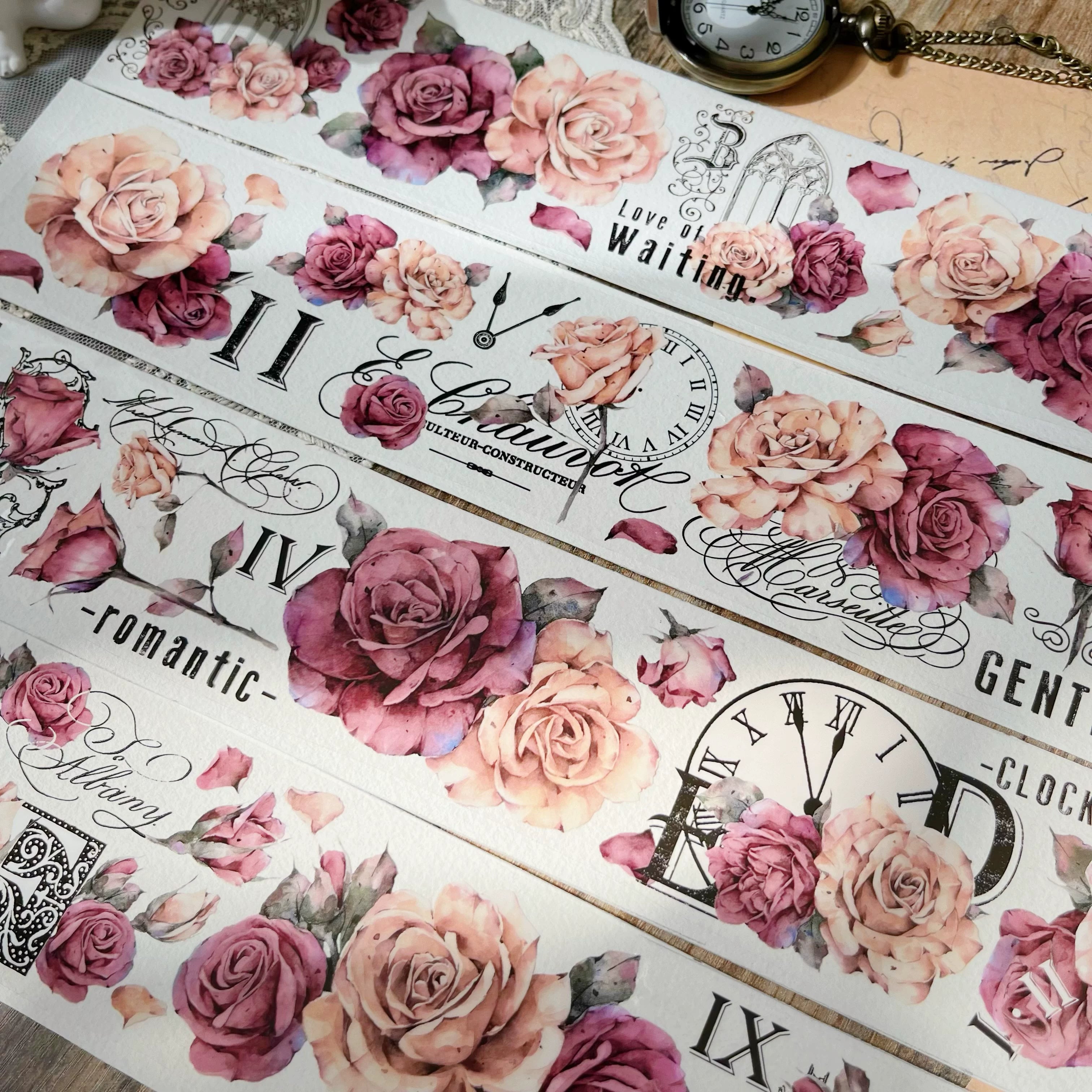 Floral Decorative Tape Rolls- Antique Rose