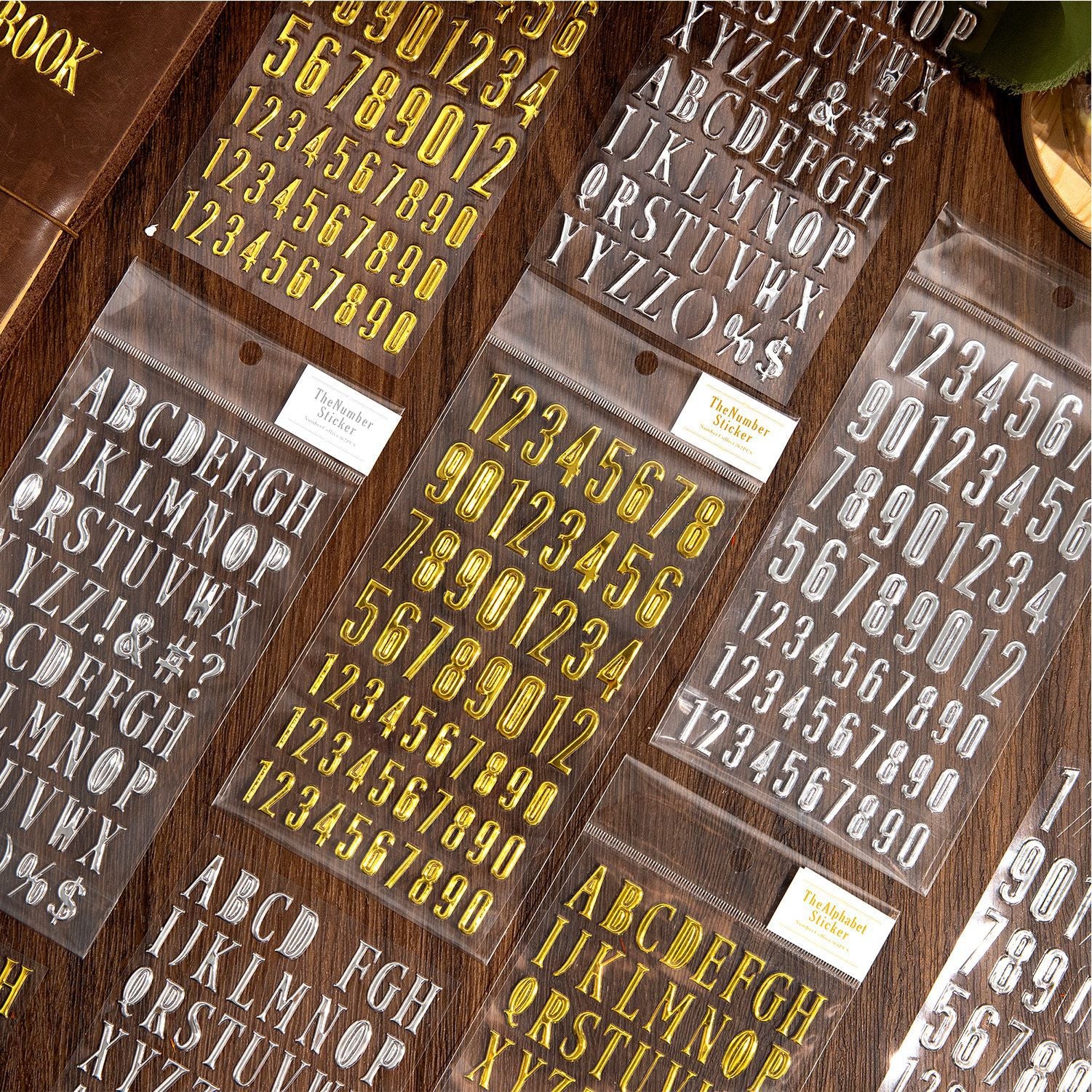 1 Sheet Gold Sliver Alphabet Letter PET Stickers SZYW