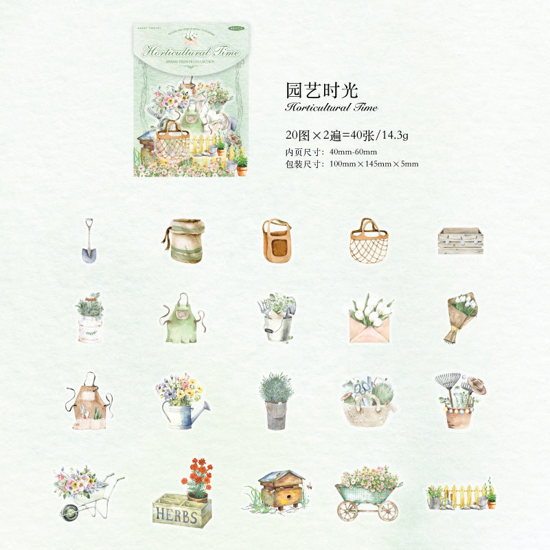 40 Pcs Garden Themed PET Stickers CRHJ