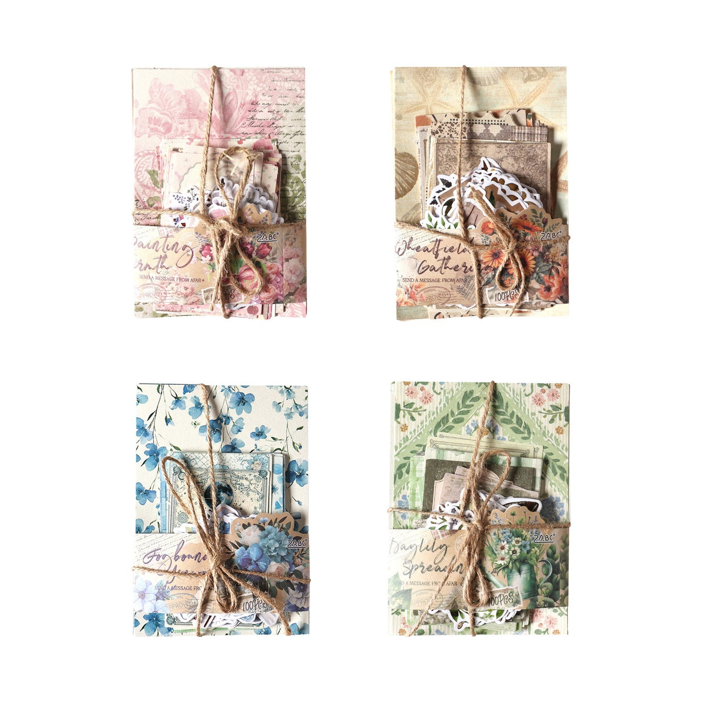 100 Pcs Junk Journal Paper ans Stickers Kit for Starter YFZX