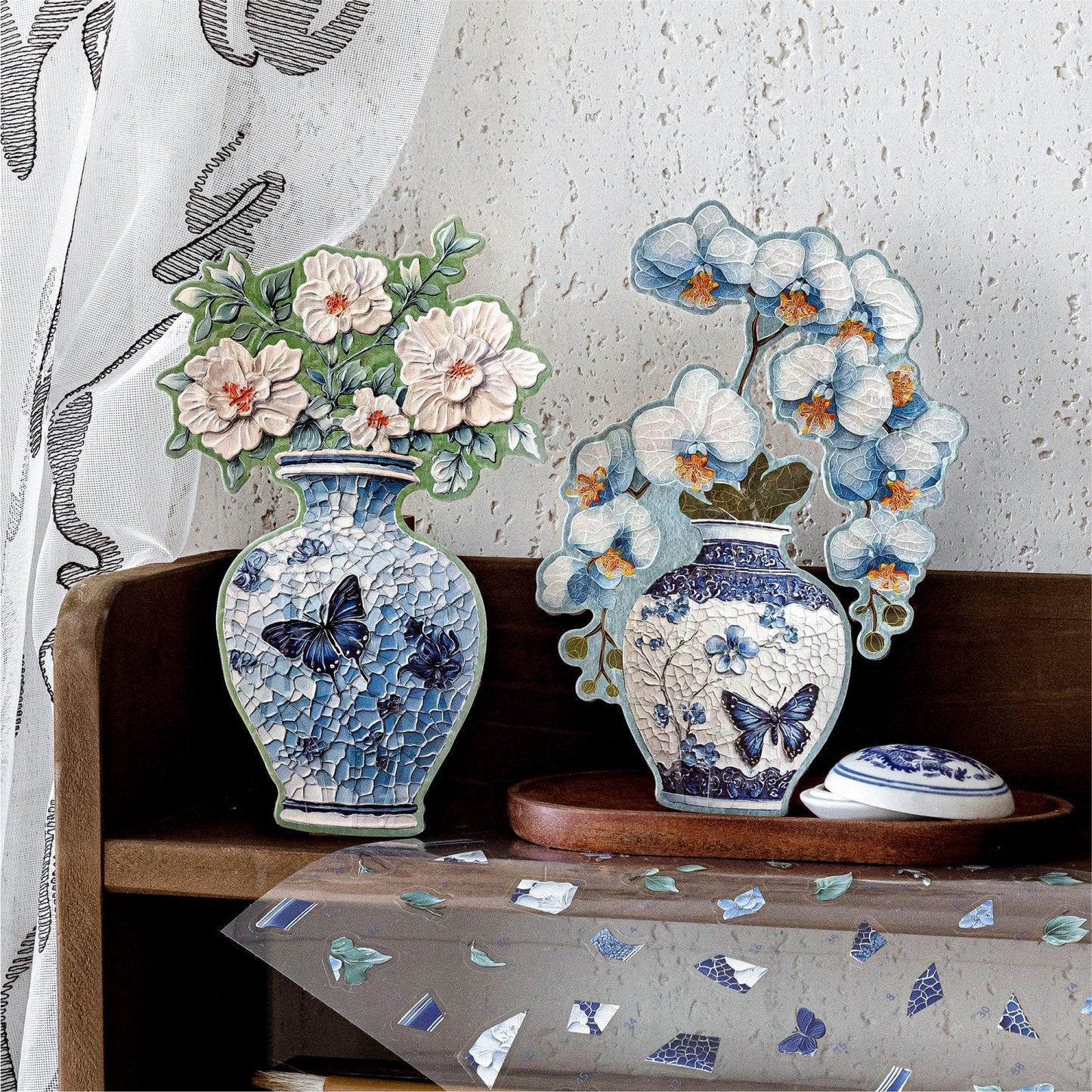 Vase Jigsaw Puzzle DIY Stickers Kit FHCM