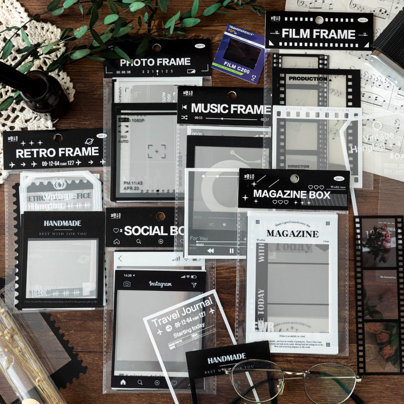 15 Pcs Film Music Frame PET Stickers - Retro