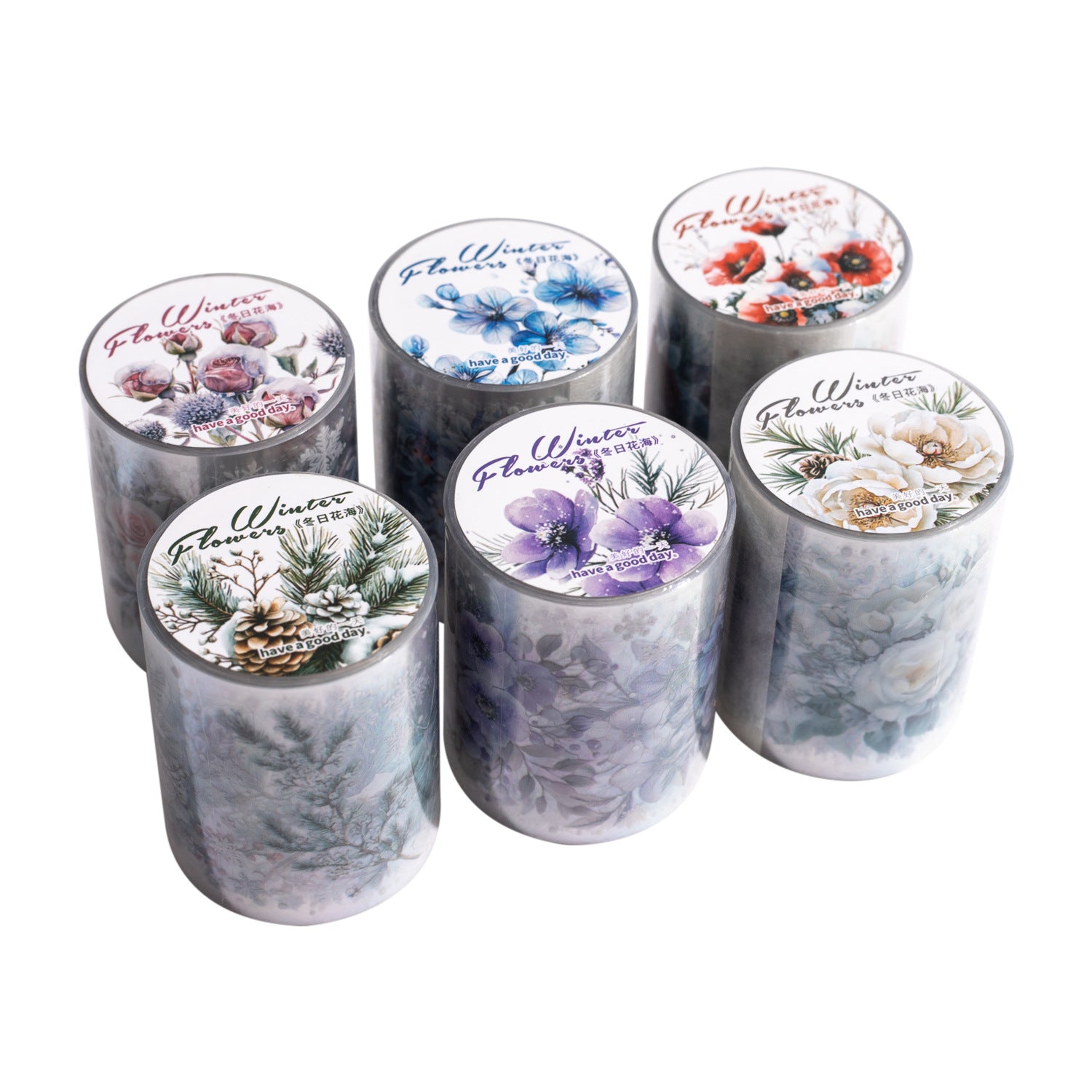 1 Roll Winter Flower PET Stickers Tape DRHH