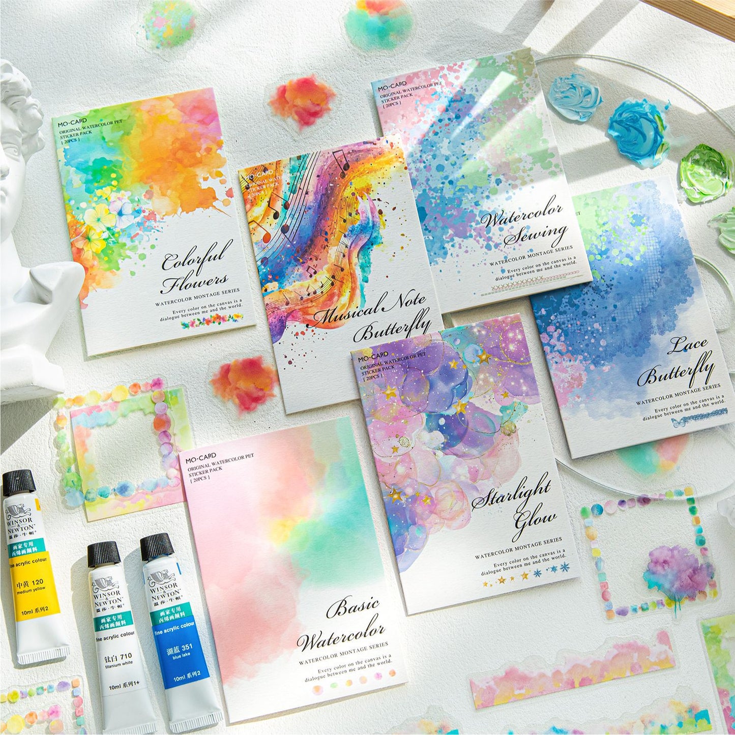 20 Pcs Watercolor Frame PET Stickers SCMTQ