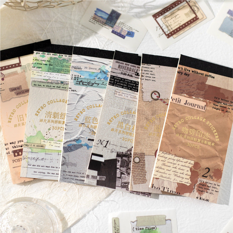 30 Sheets Vintage Washi Stickers Book SPXL