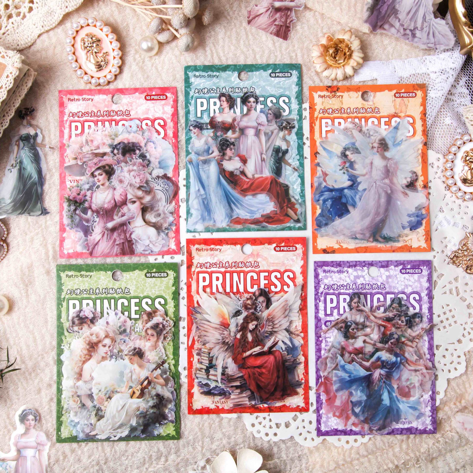 Weixuea Vintage Princess Elf Sticker Pack - 180 PET Stickers, Ballet & Piano Theme For Junk Journals & Scrapbooking