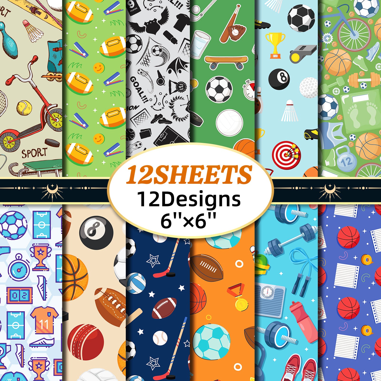 6 inch Sports Scrapbook Paper Pad PA789