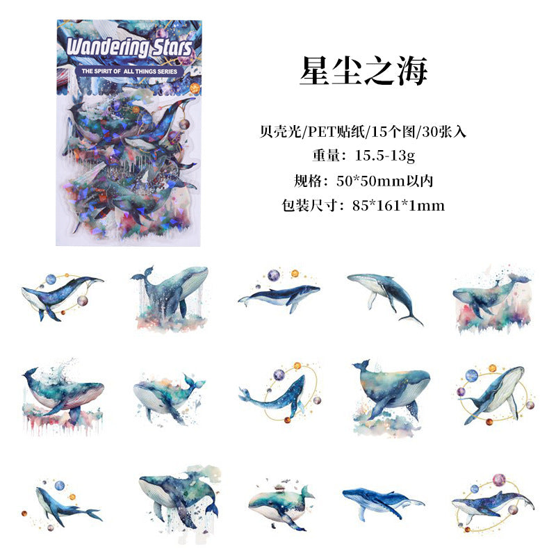 30 Pcs Sea Theme PET Stickers HYXC