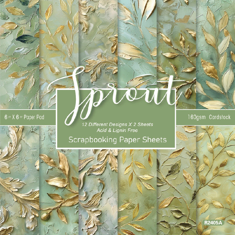 6 Inch Gilded Leaves Scrapbook Paper Pad SKP405A