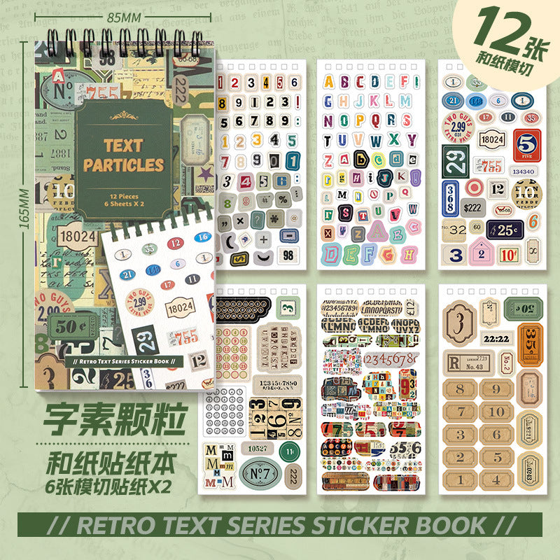 12 Sheets Vintage Scrapbook Stickers Book FGWZPT