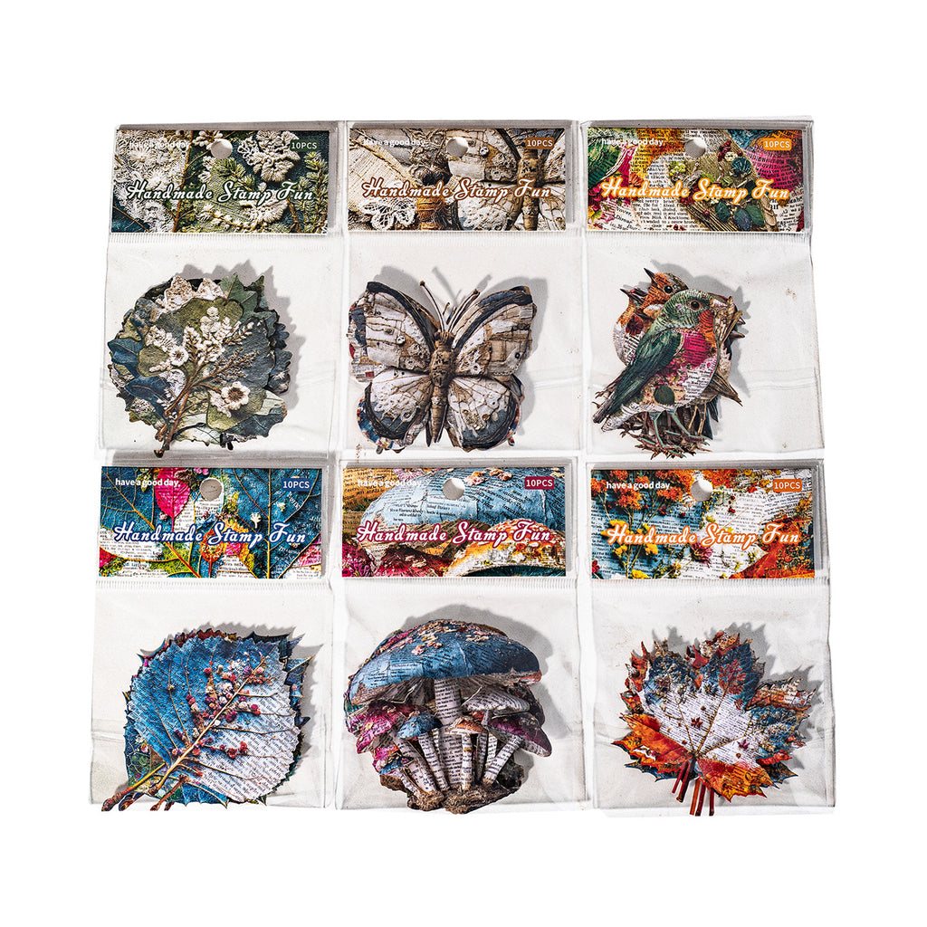 10 Pcs Natural Handmade Themed Stickers SZYQ