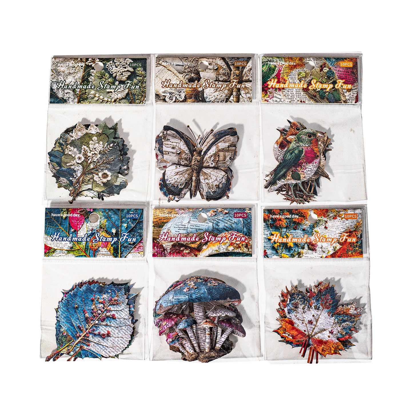 10 Pcs Natural Handmade Themed Stickers SZYQ