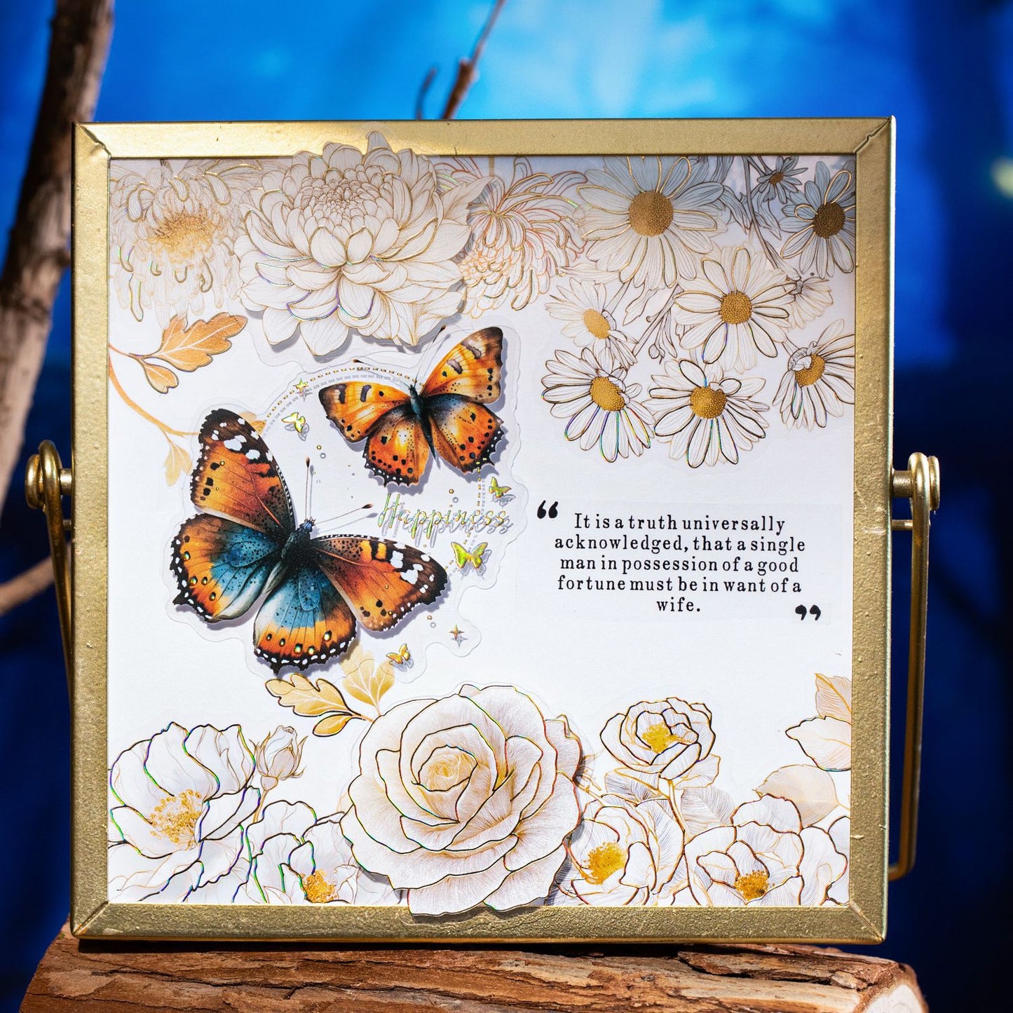 10 Pcs Gold Foil White Flower SSHK